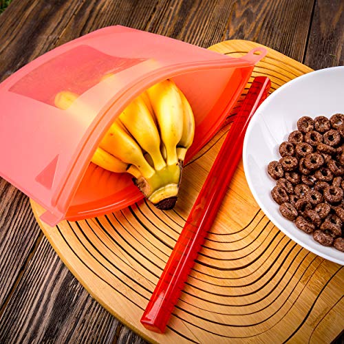 Product Cover Silicone Bags Reusable Silicone Food Bag Reusable Sandwich Bag Silicon Container - Red