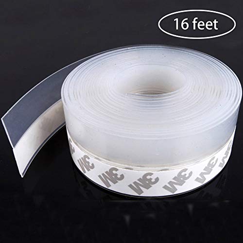 Product Cover Weather Stripping, Silicone Door Seal Strip Door, Window, Transparent 16 Feet Long (Width 35mm)