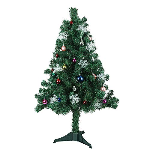 Product Cover YAMUDA 4ft Christmas Tree with Snowflake Tree Balls Baubles Hanging Ornaments and Green Plastic Stand