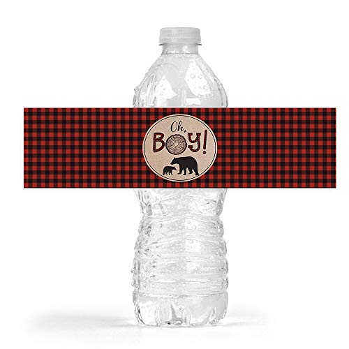Product Cover Lumberjack Baby Shower Bottle Wraps, 25 Bear Water Bottle Labels Decoration Favors