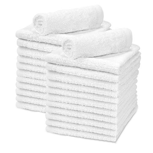 Product Cover Talvania 24 Washcloths Towels Soft Super Absorbent Terry Towel 100% Ring Spun Cotton White Wash Cloth for Face Wash Long Lasting Multi-Purpose Gym Spa Bath Home Cleaning Towel 12