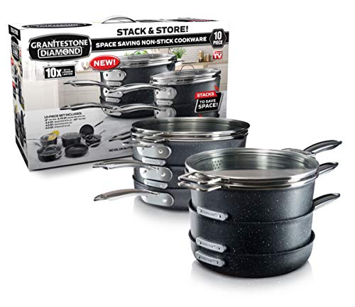 Product Cover GRANITESTONE 2660 Granite Stone Stack Master 10 Piece Cookware Set, Large, Black