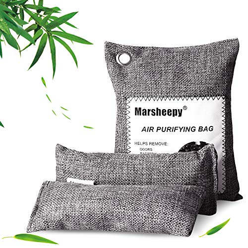 Product Cover Marsheepy 3 Pack Activated Bamboo Charcoal Air Purifying Bags, Activated Charcoal Odor Absorber, Natural Odor Remover, Air Freshener Odor Eliminators for Home, Pets, Car, Closet (200g+ 2x60g)