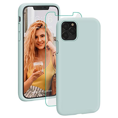 Product Cover Compatible for iPhone 11 Pro Max Case, ProBien Liquid Silicone Phone Cover Case with Screen Protector Full Coverage Protective Shockproof Drop Protection Durable Shell 6.5 Inch 2019, Mint Green