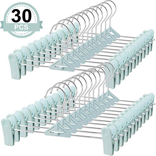 Product Cover NORTHERN BROTHERS Pants Hangers with Clips, 30 Skirt Hangers with Clips Stackable Plastic Space Saving Bulk Trouser Pack Hangers for Pants