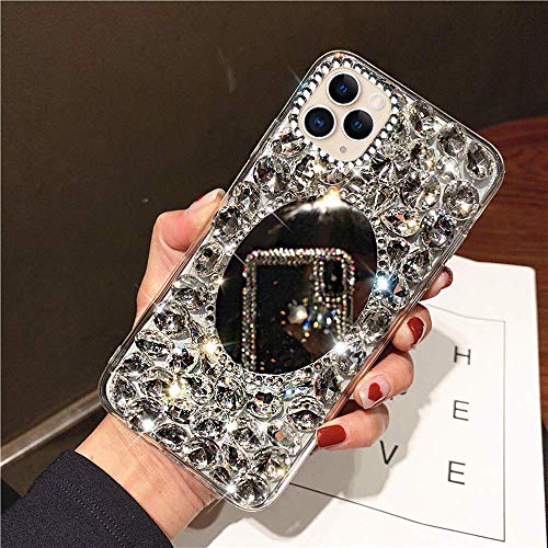 Product Cover Case for iPhone 11 Pro Max,3D Handmade Bling Rhinestone Diamonds Luxury Sparkle Mirror Case Girls Women Full Crystals Bling Diamond Soft TPU Bumper Case Cover for iPhone 11 Pro Max Mirror Case,Clear