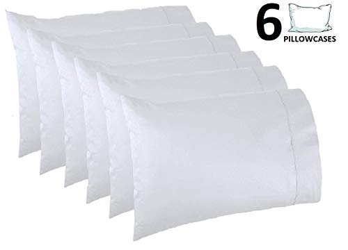 Product Cover Lasimonne White Pillowcases,Pack of 6, Standard Size, 200 Thread Count Percale, CVC Pillow Cover