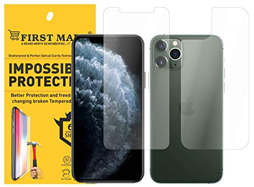Product Cover First MART Screen Protector iPhone 11 Pro - Front and Back Guard Hammer Proof Impossible Fiber Film Full Flat Screen Tempered Glass Scratch Resistant Precisely Engineered - Upgraded Version