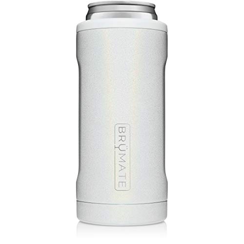 Product Cover BrüMate Hopsulator Slim Double-walled Stainless Steel Insulated Can Cooler for 12 Oz Slim Cans (Glitter White)