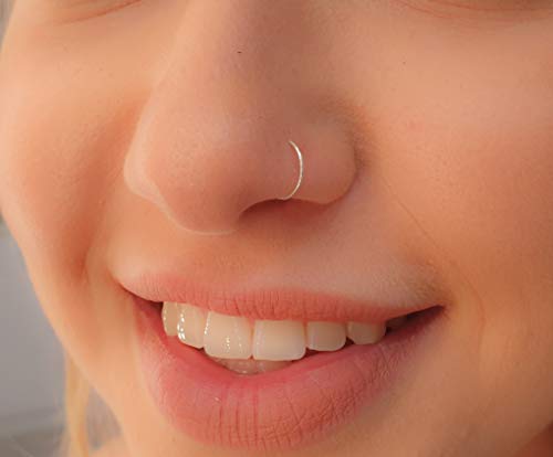 Product Cover Tiny Silver Nose Ring hoop - 24 gauge snug Nose Hoop thin nose Piercings hoops - nose piercing rings