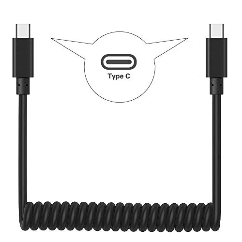Product Cover Coiled USB Type C Cable 6.6ft, USB-C to USB-C Scalable Spring Fast Charging and Data Sync Cable (20V,5A), Compatible with Samsung Galaxy Note 8 S8 S8+ S9, Huawei, MacBook and More (Black)