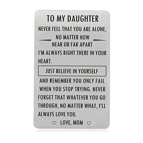 Product Cover Gifts for Daughter from Mom, To My Daughter Engraved Wallet Card Inserts with Inspirational Quotes, Christmas, Birthday, Graduation, Gift Ideas