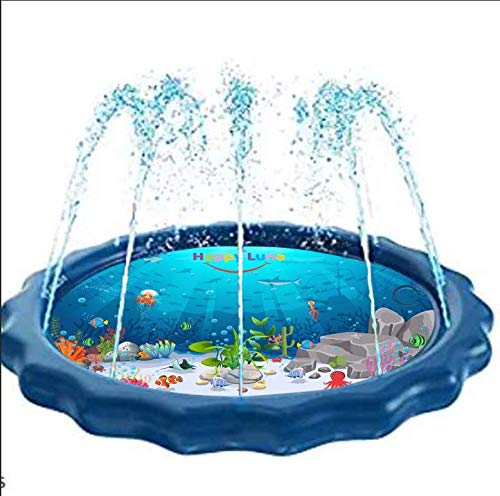 Product Cover Happy Luna Sprinkler Mat for Kids - Inflatable Pool for Outdoor Games, Wading and Learning - Kiddie Splash Pad Toys for Play and Fun Activity - Best Birthday Gifts for Baby and Toddler Girls and Boys