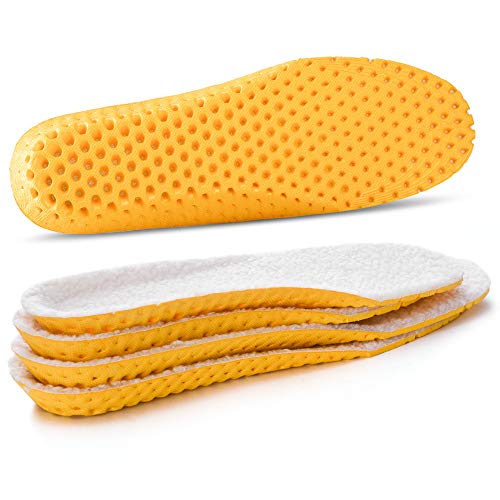 Product Cover 3 Pairs Warm Wool Insoles Elastic Shock Absorbing Shoe Insoles Breathable Honeycomb Sneaker Inserts Sports Shoe Insole Replacement Insoles for Women (US 4-8)