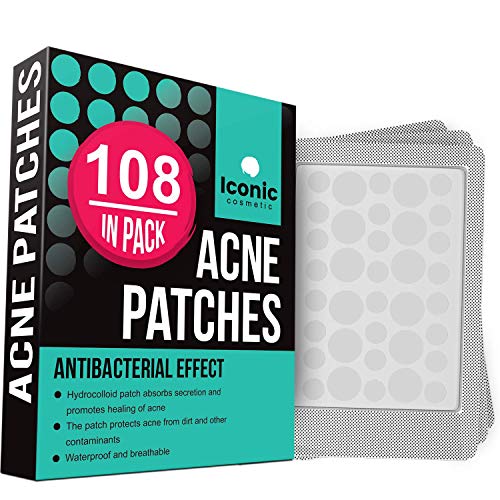 Product Cover ICONIC Acne Pimple Healing Patch - Absorbing Cover, Invisible, Blemish Spot, Hydrocolloid, Skin Treatment, Facial Stickers, Two Sizes, Blends in with skin (108 Patches)