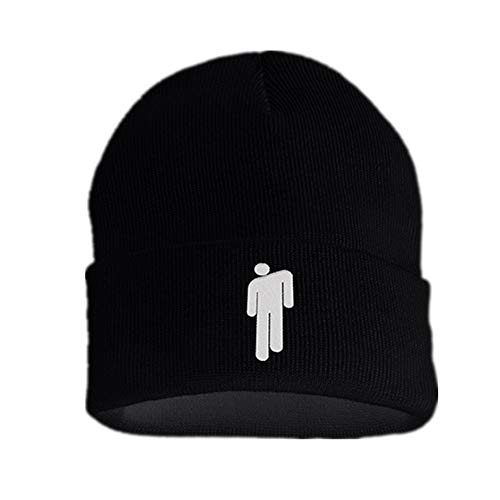 Product Cover Jinshengfit Billie Eilish Hat Beanie Knit Hat Unisex Embroidered Logo Knitted Cap (Black)