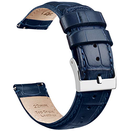 Product Cover Ritche 22mm Quick Release Leather Watch Bands Navy Blue Alligator Watch Strap for Men Women