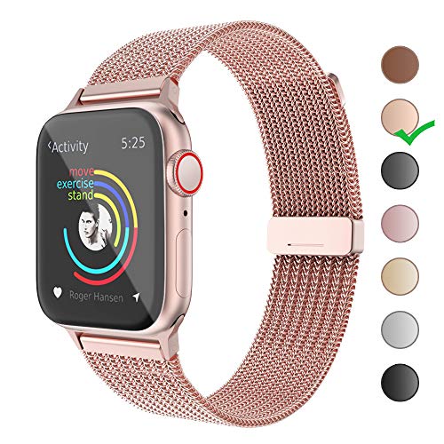 Product Cover LELONG Compatible with Apple Watch Band 38mm 40mm 42mm 44mm with Case,Women and Men Stainless Steel Mesh Loop for iWatch Band Series 5 4 3 2 1