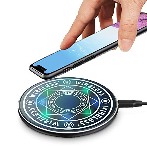 Product Cover Magic Array Wireless Charger, Ultra-Thin Qi Wireless Charging Pad, 7.5W for iPhone 11 Pro MAX/X/XS/MAX/8/8 Plus, 10W Fast Charging Galaxy S10e Plus/Note 9/S9/S8 Edge More (NOT Adapter) (Black)