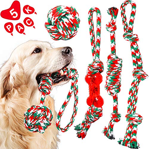 Product Cover HETOO Dog Rope Chew Toys 5 Pack for Small Medium Dogs Puppy Training Playing Teething Cleaning