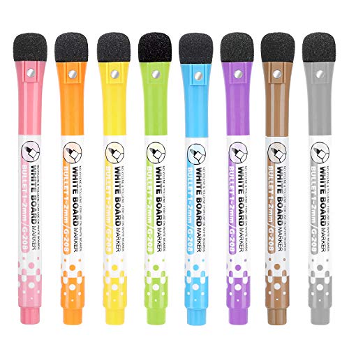 Product Cover Magnetic Dry Erase Markers Set - 8 Colors Fine Point Tip White Board Marker with Eraser, Low Odor Whiteboard Markers for Kids, Teachers