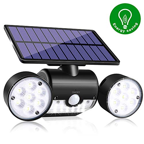 Product Cover JosMega Solar Motion Sensor Lights Outdoor, IP65 Waterproof 360° Rotatable, Solar Powered Security Wall Lights with 30 LED Solar Flood Lights Outdoor Dual Head Spotlights, Outside spot Light 1 Pack