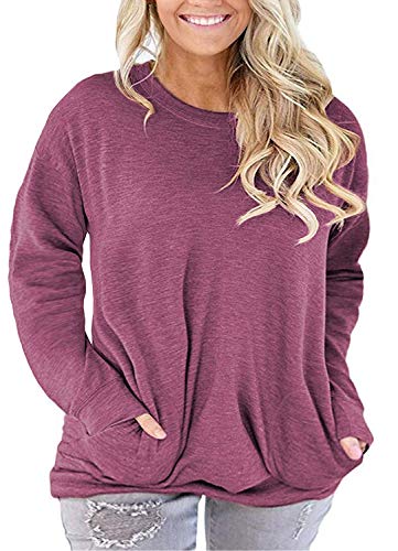 Product Cover ROSRISS Womens Plus Size Long Sleeve Tee Tops Casual Tunics Shirts with Pockets