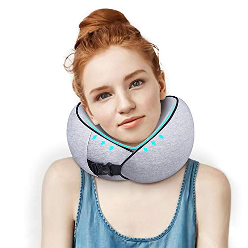 Product Cover LUXSURE Travel Pillow for Airplanes Neck Pillow - Memory Foam Adjustable Pillow for Car Train Office Home, Ergonomic Design Comfortable Full Neck Chin Support Washable Breathable Cover