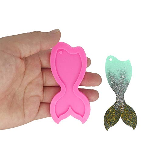 Product Cover 1pc Fish Mermaid Tail Keychain Pendant Silicone Mold for DIY Pudding Candy Soap Mould Chocolate Jelly Shots Crystal Gum Paste Handmade Desserts Fondant Ice Cube Cupcake Cake Topper Decoration