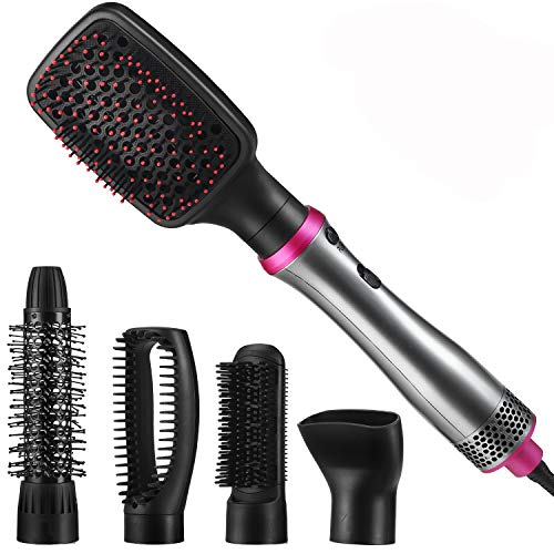 Product Cover Hair Dryer Brush,ASOGO 5 In 1 Hot Air Brush Multifunctional One Step Hair Styler&Volumizer for Drying&Straightening&Curling&Styling Salon Negative Ion Hair Comb Blow Dryer Brush(Grey 110V USoutlet)
