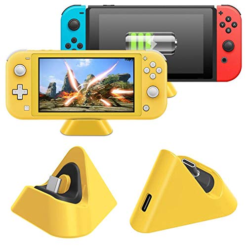 Product Cover Charging Dock for Nintendo Switch Lite and Nintendo Switch, Compact Charging Stand Station with Type C Port Compatible with Nintendo Switch Lite 2019(Yellow)