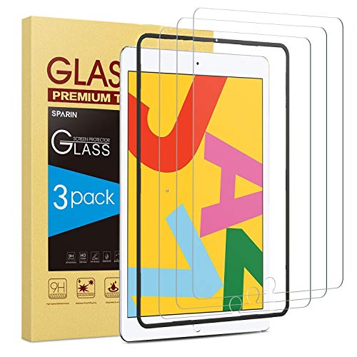 Product Cover [3 Pack] Screen Protector for iPad 10.2 (2019), SPARIN Tempered Glass for iPad 10.2 (7th Gen) 2019 Released [High Sensitivity] [Easy Installation] [Bubble Free]