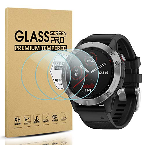 Product Cover Suoman 3-Pack for Garmin Fenix 6 Screen Protector Tempered Glass for Garmin Fenix 6/6 Pro/ 6 Sapphire [2.5D 9H Hardness][Anti-Scratch] (Not Fit for Fenix 6S/6X)