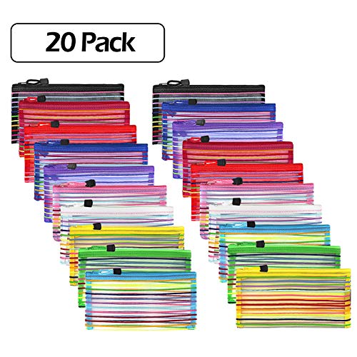 Product Cover Sharpie -20 Pcs 10 Colors Zipper Mesh Pen Pouch, Pencil Pouch Bulk Colorful Pen Bag, Bill Storage Bag Travel Bags for Office Supplies Cosmetics Travel Accessories