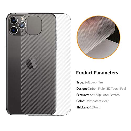 Product Cover Prime Retail iPhone 11 Pro Max Back Screen Protector Film Carbon Fiber Finish Ultra Thin Scratch Resistant Safety Protective Film (Transparent)