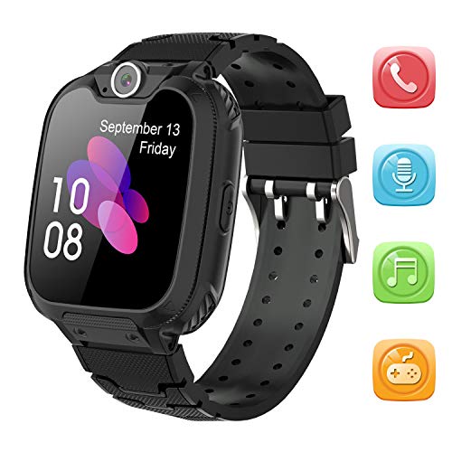 Product Cover Kids Smart Watch for Boys Girls - HD Touch Screen Sports Smartwatch Phone with Call Camera Games Recorder Alarm Music Player for Children Teen Students