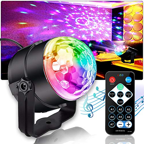 Product Cover Disco Ball Light Disco Lights Party Lights GOOLIGHT LED 7 Colors Effect Projector with Remote Control Sound Activated Strobe Stage Lights Magic Ball Light for Christmas Gift Bar Club Birthday Party