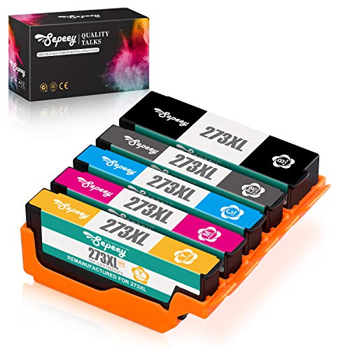 Product Cover Sepeey Remanufactured Ink Cartridge Replacement for Epson 273XL 273 XL to use with Expression XP-620 XP-820 XP-800 XP-610 XP-810 XP-520 Printer (Black, Cyan, Magenta, Yellow, Photo Black) 5 Packs