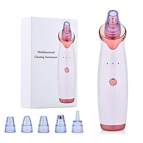 Product Cover Blackhead Remover Pore Vacuum Extractor Pore Cleaner Electronic Comedone Remover Tools with 3 Suction Level / 5 Sucker Heads/USB Rechargeable