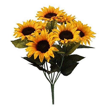 Product Cover Zer0 2 Her0 Artificial Sunflowers Multi-Head, Bouquet Silk Fake Sunflowers Heads Faux Arrangements for Decorations,Fall Decor feaux Sunflower, Weddings graveside, Wreath, Autumn Accessories, Gift