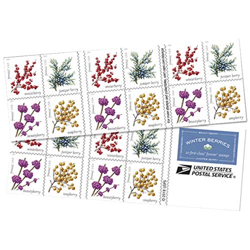 Product Cover Winter Berries Book of 20 First Class US Postage Stamps Wedding Celebrate Engagement (20 Stamps)