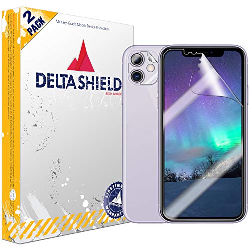 Product Cover DeltaShield Screen Protector for Apple iPhone 11 (6.1 inch) (2-Pack) (Case Friendly Version + Camera Lens) BodyArmor Anti-Bubble Military-Grade Clear TPU Film