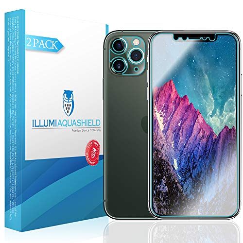 Product Cover ILLUMI AquaShield Screen Protector Compatible with Apple iPhone 11 Pro (5.8 inch) (Compatible with Cases + Camera Lens)(2-Pack) No-Bubble High Definition Clear Flexible TPU Film