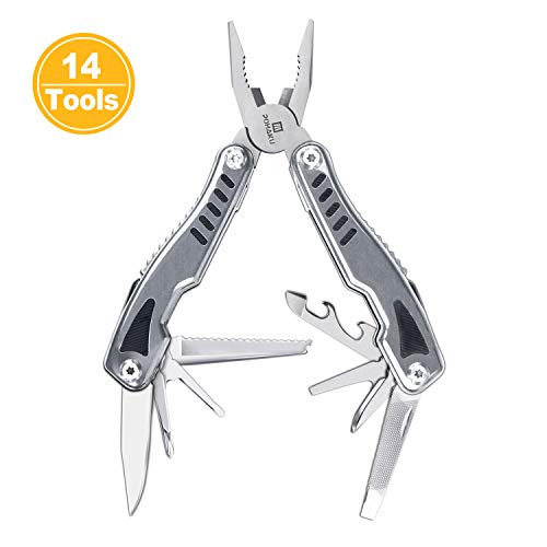 Product Cover 14 in 1 Multi Tool, POHAKU Portable Multifunctional Multi-tool with Safety Locking, Pocket Multitool Knife, Spring-Action Pliers and Durable Pouch for Survival, Camping, Fishing, Hiking, Car Set