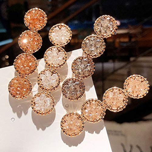Product Cover Crystal Hair Clips for Women Glitter Sparkly Round Hairgrip Duckbill Hair Barrettes Geometric Hair Pins Alligator Hair Accessories for Wedding(4 Pieces, Gray/Pink/White/Champagne)