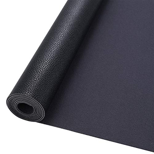 Product Cover AOUXSEEM Vivid Shiny Pearl Litchi Pattern Faux Leather Sheets for Earrings Bows Ornaments Making,Metallic Solid Color PU Fabric Cotton Back 1mm Thickness【A4 Size/21cm x 30cm】 (Classic Black Roll)