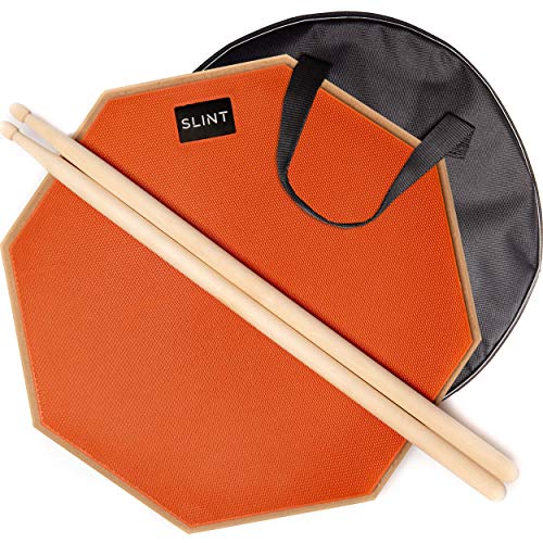 Product Cover Practice Pad Bundle 12 inches - Drum Pad Double Sided with Drumsticks and Carry Bag With Two Different Surfaces for Snare Drum Practice - Silent Drum Double Sided Practice Pad
