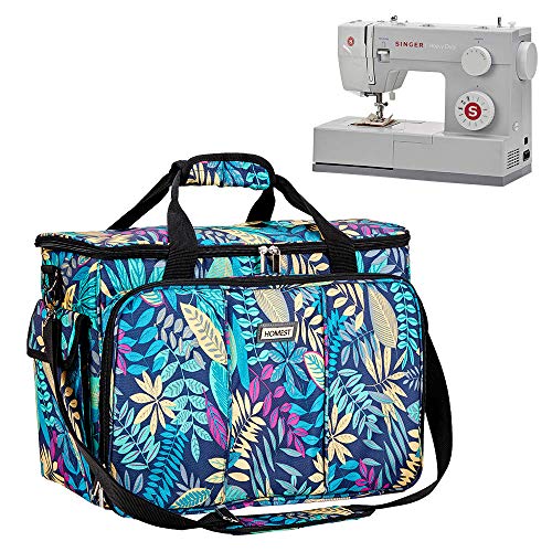 Product Cover HOMEST Sewing Machine Carrying Case with Multiple Storage Pockets, Universal Tote Bag with Shoulder Strap Compatible with Most Standard Singer, Brother, Janome (Floral)