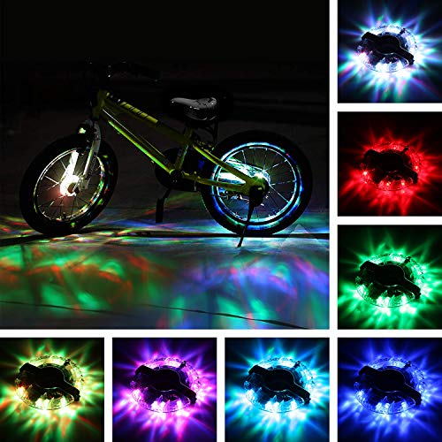 Product Cover TINANA Rechargeable Bike Wheel Hub Lights Waterproof LED Cycling Spoke Lights 7 Color Bicycle Safety Warning Decoration Light for Kids and Adults Night Riding (2 Pack)