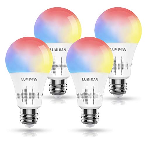 Product Cover Smart WiFi Light Bulb, LUMIMAN LED RGBCW Color Changing, Compatible with Alexa, Siri and Google Home Assistant, No Hub Required, A19 E26 Multicolor 4 Pack